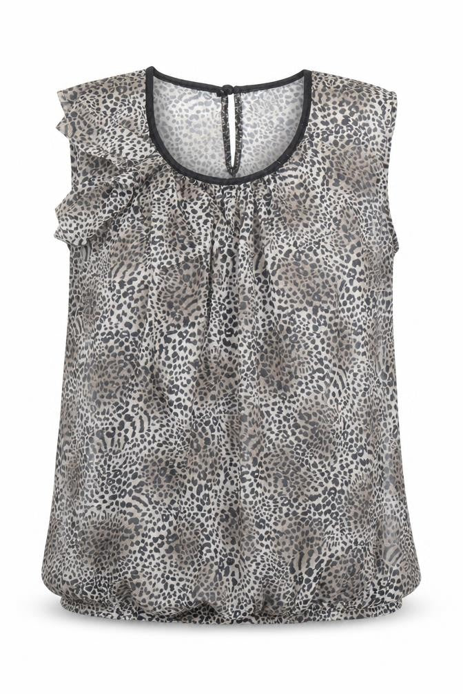 Glamourous Womens Brown Animal Print Polyester Basic Blouse Size 14 Scoop Neck - Leopard Print