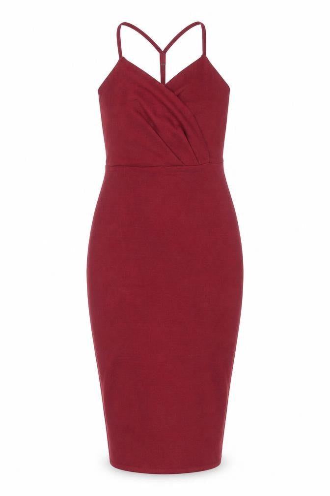 Boohoo Womens Red Polyester Sheath Size 10 V-Neck Pullover