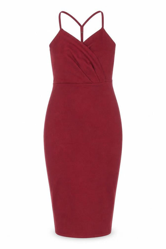 Boohoo Womens Red Polyester Sheath Size 10 V-Neck Pullover