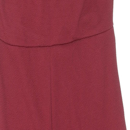 Boohoo Womens Red Polyester Sheath Size 10 V-Neck Pullover