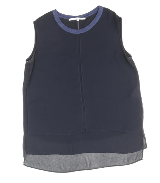 Tuzun Womens Blue Polyester Basic Blouse Size 10 Round Neck