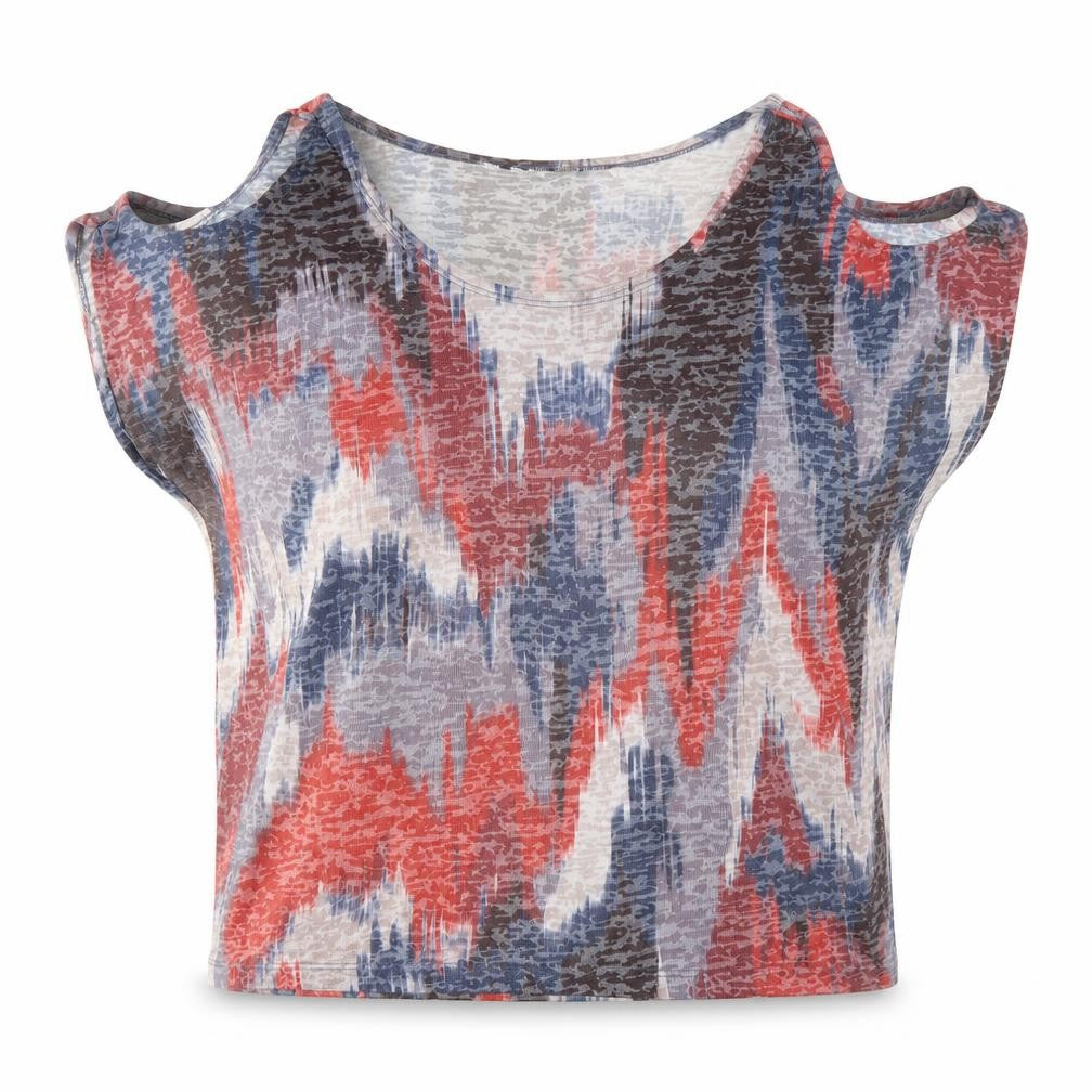 New Look Womens Multicoloured Geometric Polyester Basic T-Shirt Size 10 Round Neck