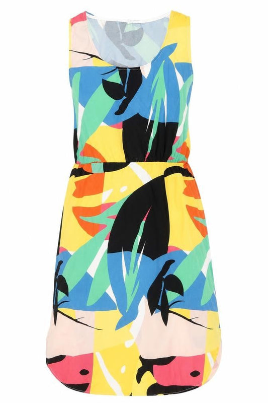 Preworn Womens Multicoloured Geometric Polyester Shift Size S Scoop Neck Pullover