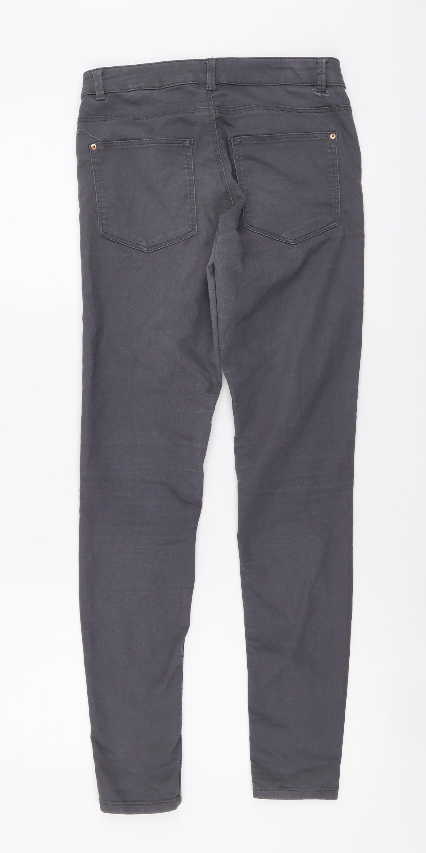 H&M Womens Grey Cotton Skinny Jeans Size S L30 in Regular Button