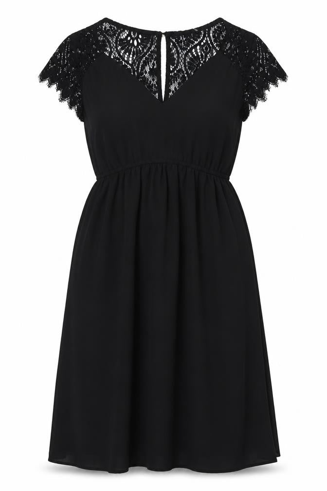 H&M Womens Black Polyester Fit & Flare Size S V-Neck Button