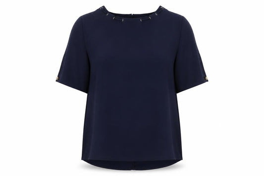 Marks and Spencer Womens Blue Polyester Basic Blouse Size 12 Round Neck