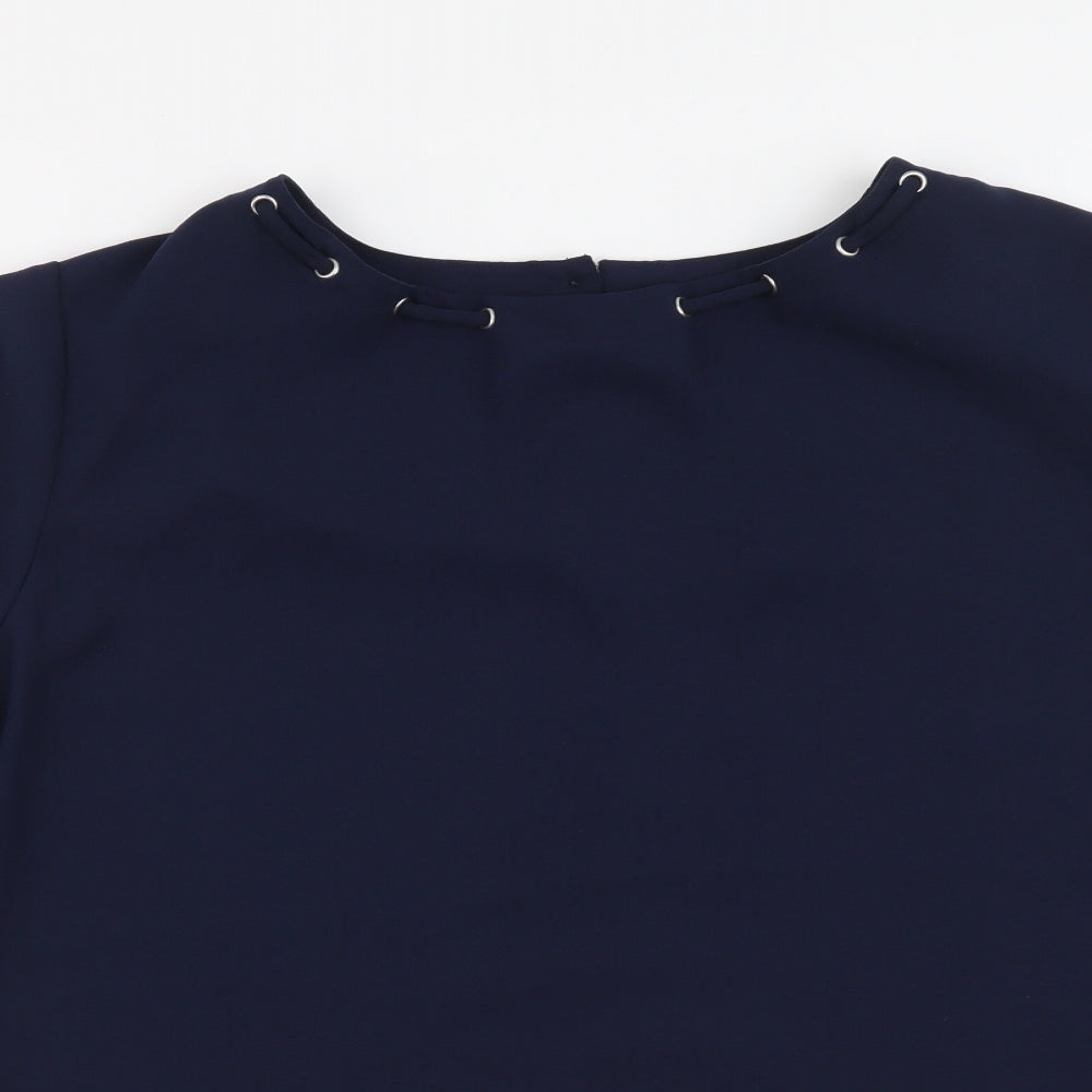 Marks and Spencer Womens Blue Polyester Basic Blouse Size 12 Round Neck