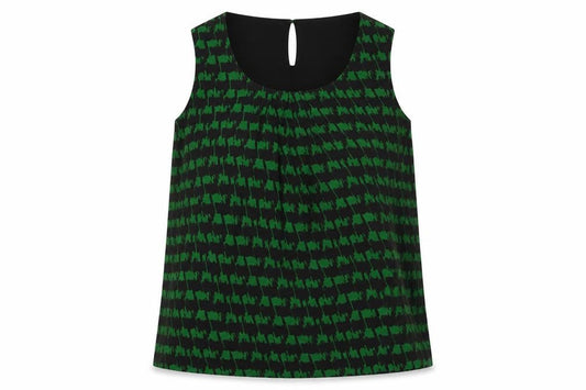 Marks and Spencer Womens Green Geometric Polyester Basic Blouse Size 12 Scoop Neck