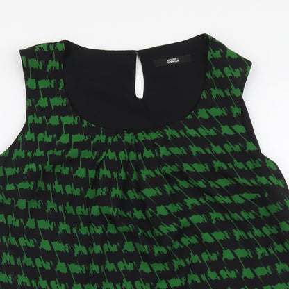 Marks & Spencer Womens Green Geometric Polyester Basic Blouse Size 12 Scoop Neck