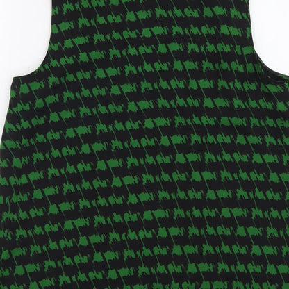 Marks & Spencer Womens Green Geometric Polyester Basic Blouse Size 12 Scoop Neck