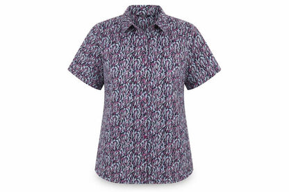 Vortex Womens Blue Geometric Polyester Basic Button-Up Size 10 Collared