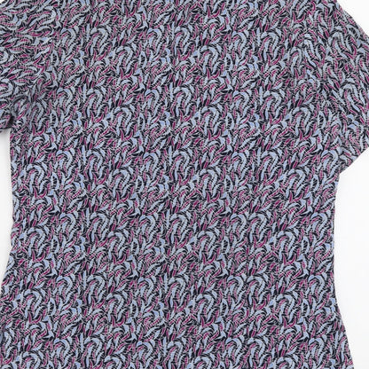Vortex Womens Blue Geometric Polyester Basic Button-Up Size 10 Collared