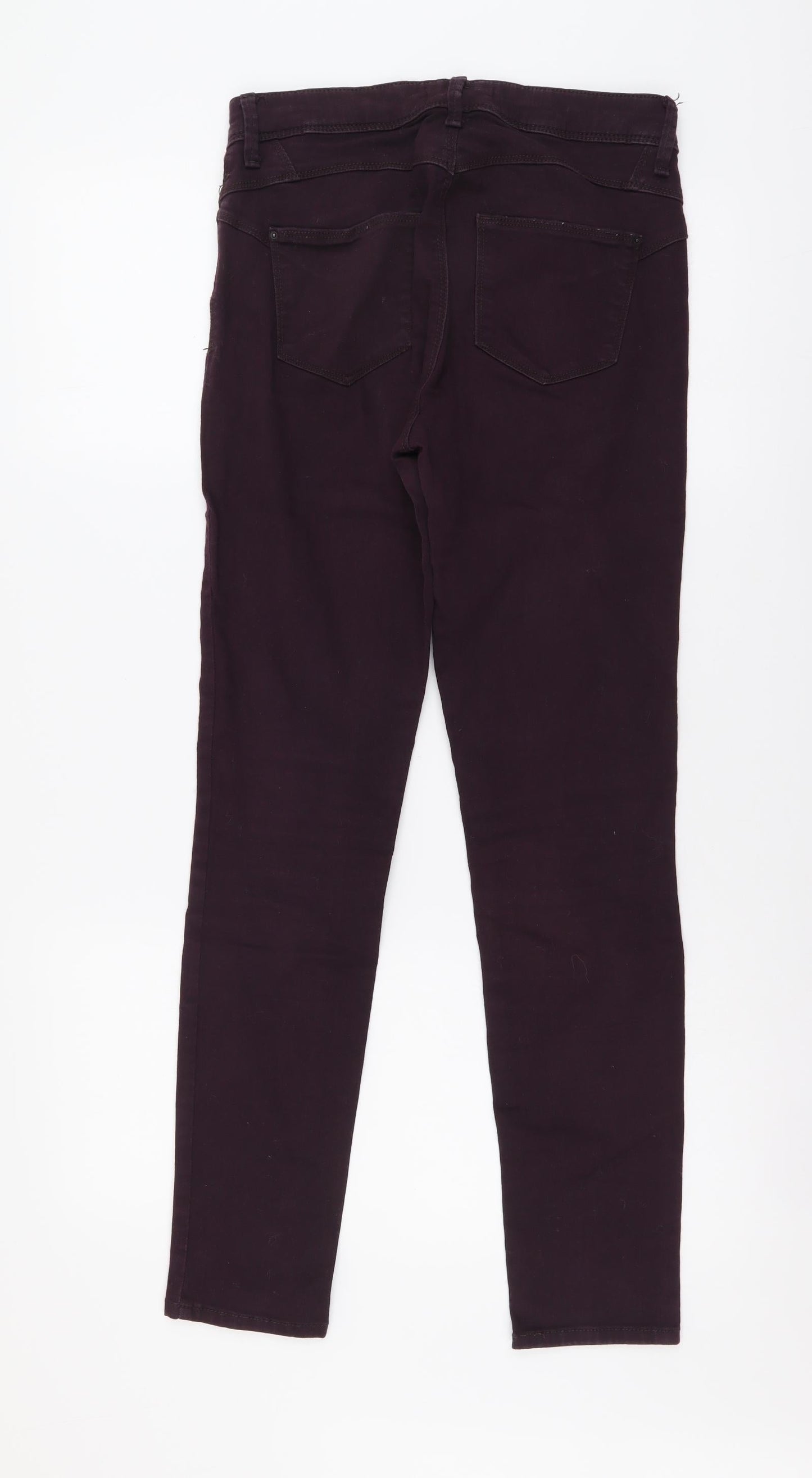 Marks and Spencer Womens Purple Cotton Skinny Jeans Size 10 L25 in Regular Button