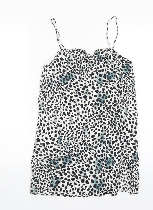 Motel Womens Black Animal Print Viscose Slip Dress Size 2XS Sweetheart Pullover - Cheetah Print