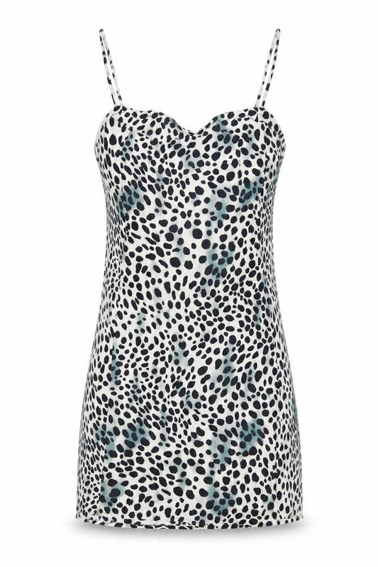 Motel Rocks Womens Black Animal Print Viscose Slip Dress Size 2XS Sweetheart Pullover - Cheetah Print