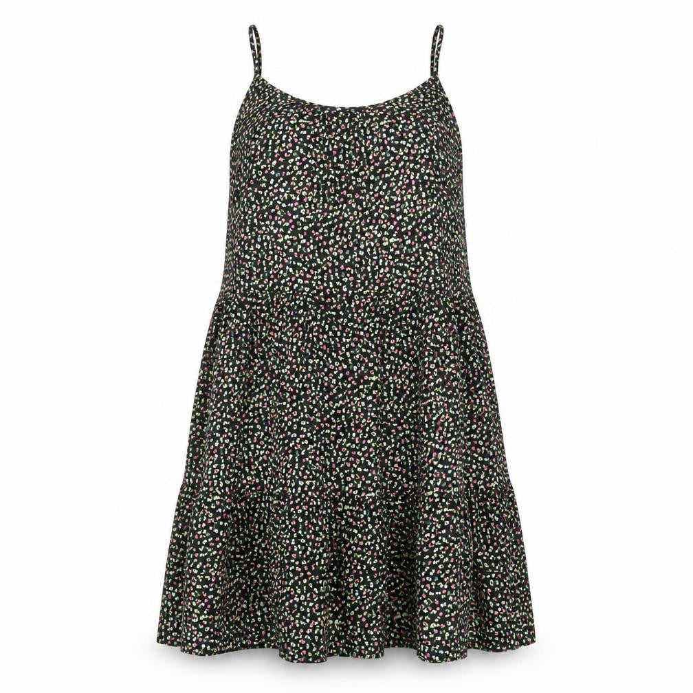 Marks & Spencer Womens Black Floral Viscose A-Line Size 8 Scoop Neck Pullover - Tiered