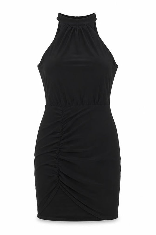 Boohoo Womens Black Polyester Bodycon Size 10 Halter Button