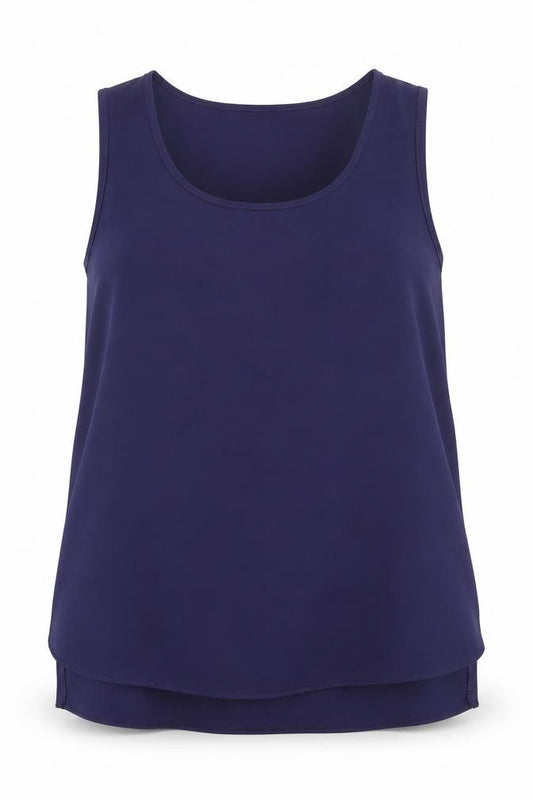 Papaya Womens Blue Polyester Basic Tank Size 10 Round Neck