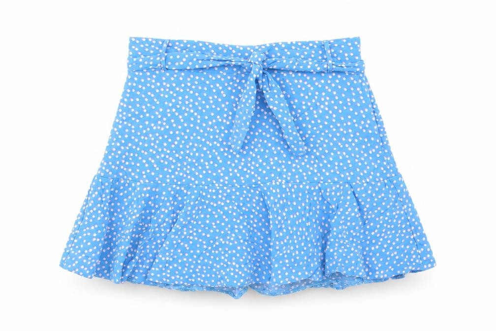 M&Co Girls Blue Geometric Viscose Mini Skirt Size 13 Years Regular Zip