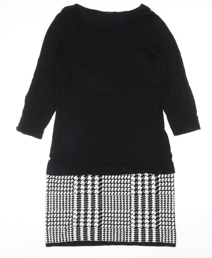 Womens Black Viscose Sheath Size M Round Neck Pullover