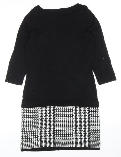 Womens Black Viscose Sheath Size M Round Neck Pullover