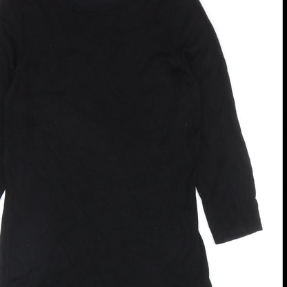 Womens Black Viscose Sheath Size M Round Neck Pullover