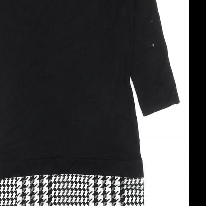 Womens Black Viscose Sheath Size M Round Neck Pullover