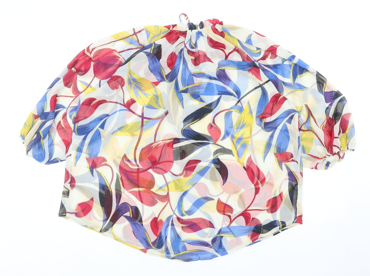 Peacocks Womens Multicoloured Geometric Polyester Basic Blouse Size 10 Round Neck
