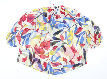 Peacocks Womens Multicoloured Geometric Polyester Basic Blouse Size 10 Round Neck