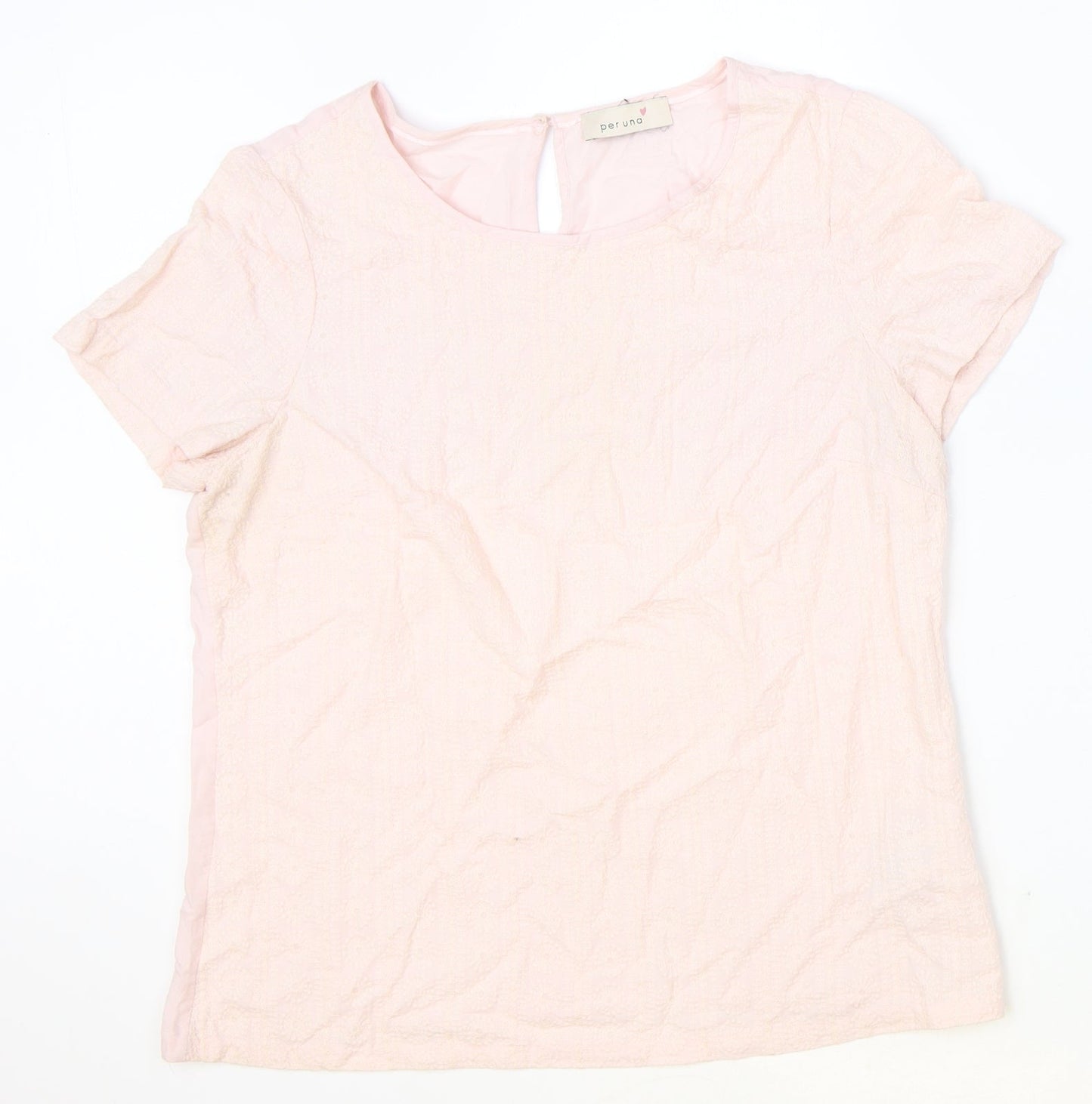 Per Una Womens Pink Viscose Basic T-Shirt Size 12 Scoop Neck