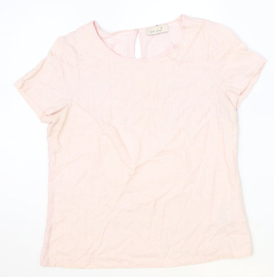 Per Una Womens Pink Viscose Basic T-Shirt Size 12 Scoop Neck