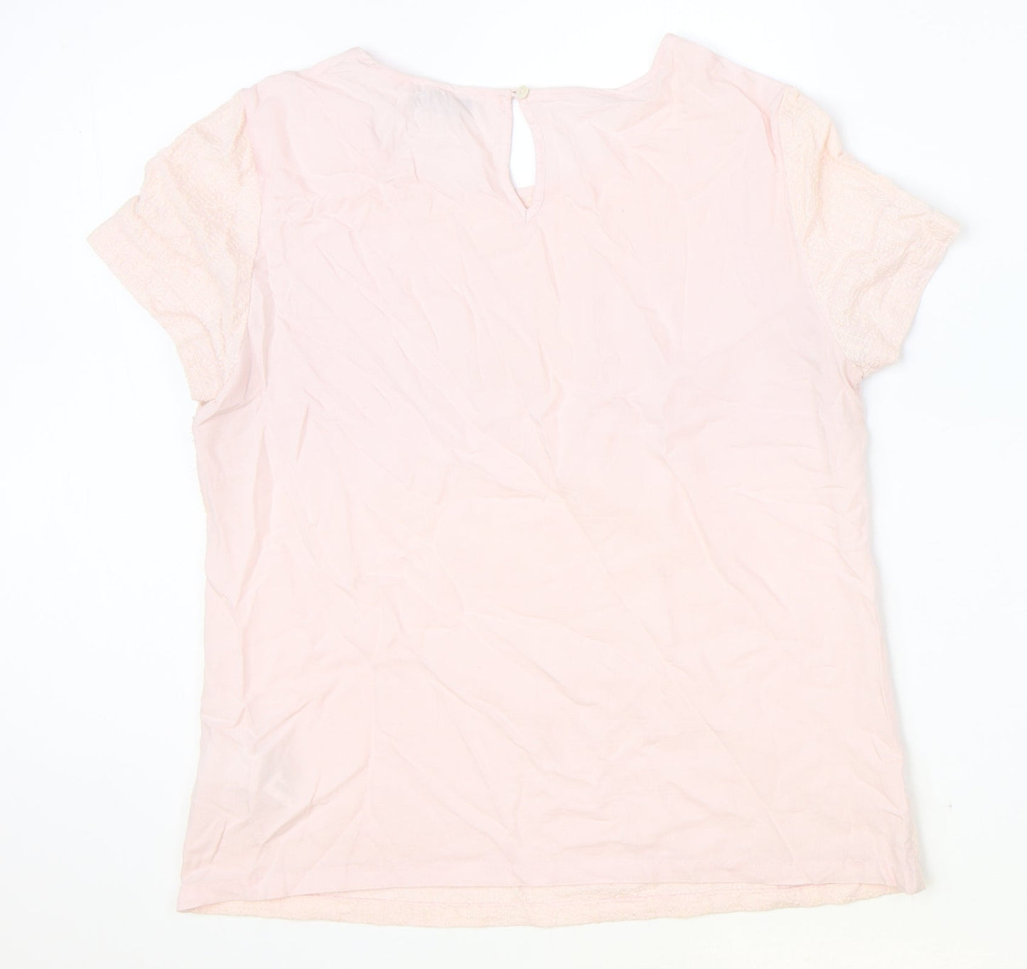 Per Una Womens Pink Viscose Basic T-Shirt Size 12 Scoop Neck