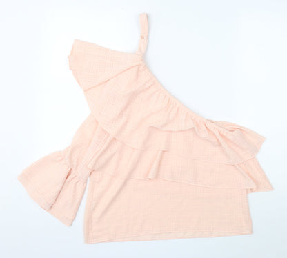 Atmosphere Womens Pink Polyester Basic Blouse Size 10 One Shoulder