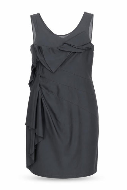 Per Una Womens Grey Polyester Shift Size 16 Scoop Neck Zip - Draped