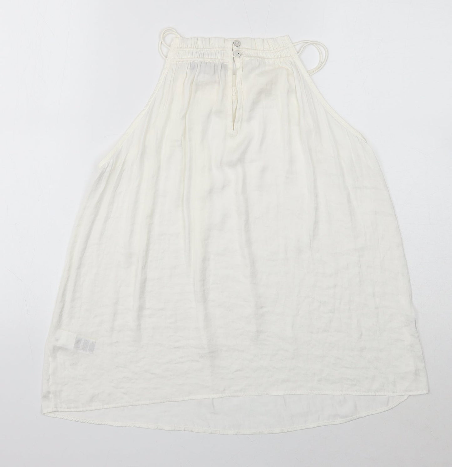 Marks and Spencer Womens Ivory Polyester Basic Tank Size 12 Round Neck - Shirred neckline detail