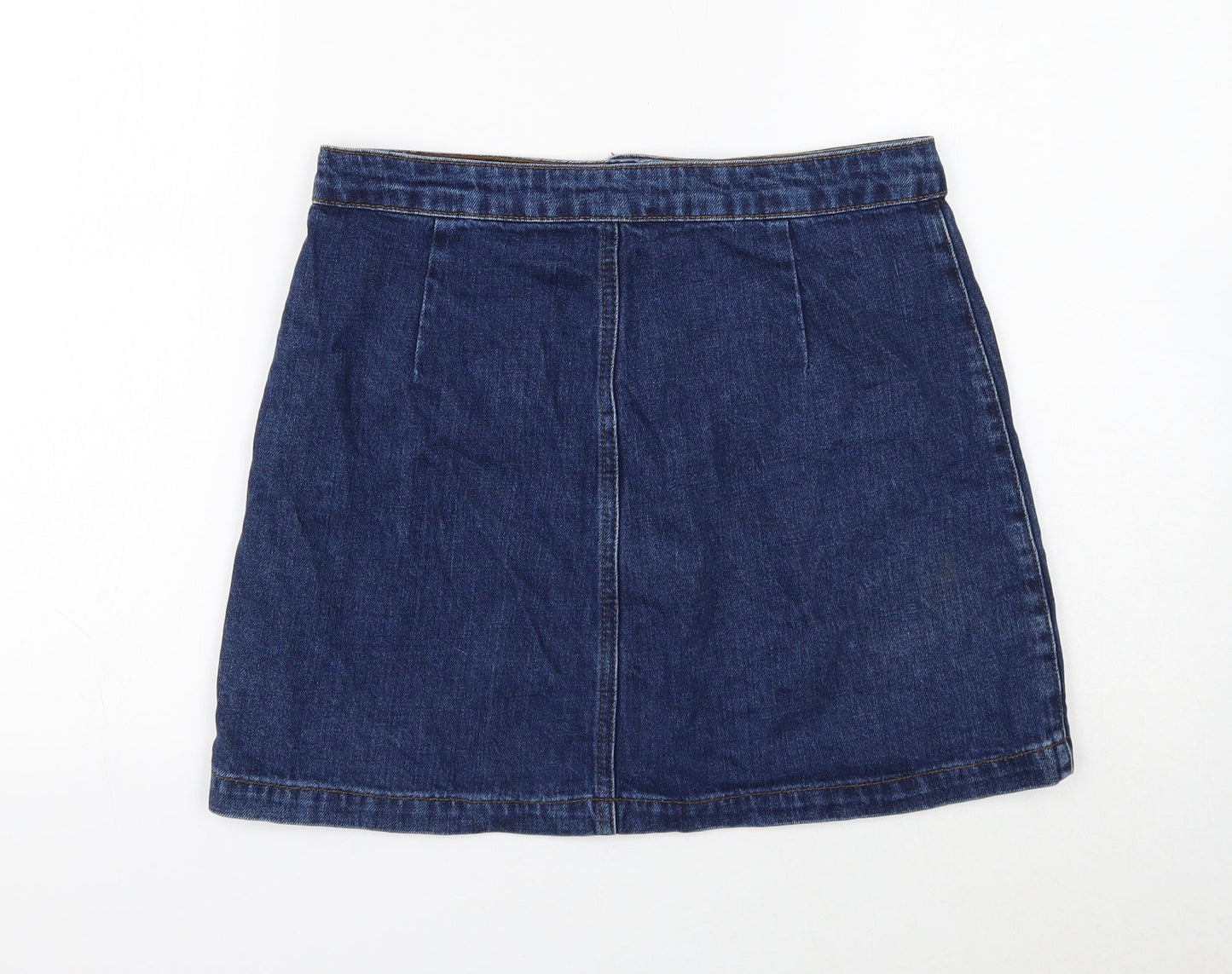 Topshop Womens Blue Cotton Mini Skirt Size 28 in Button