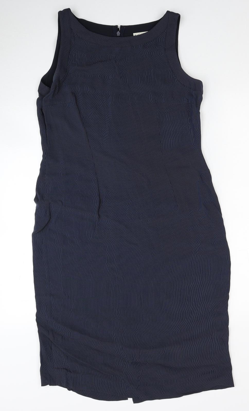 Kaliko Womens Blue Animal Print Polyester Pencil Dress Size 14 Scoop Neck Zip