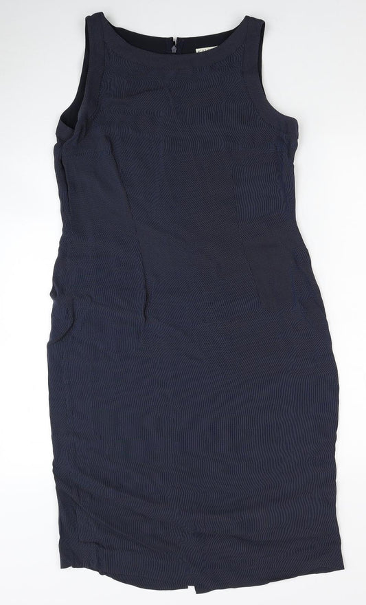 Kaliko Womens Blue Animal Print Polyester Pencil Dress Size 14 Scoop Neck Zip