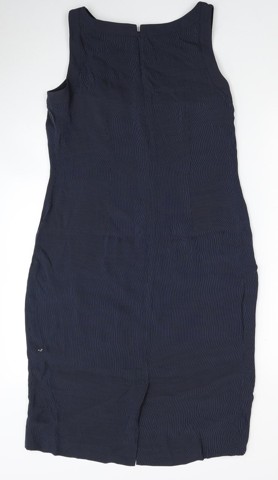 Kaliko Womens Blue Animal Print Polyester Pencil Dress Size 14 Scoop Neck Zip