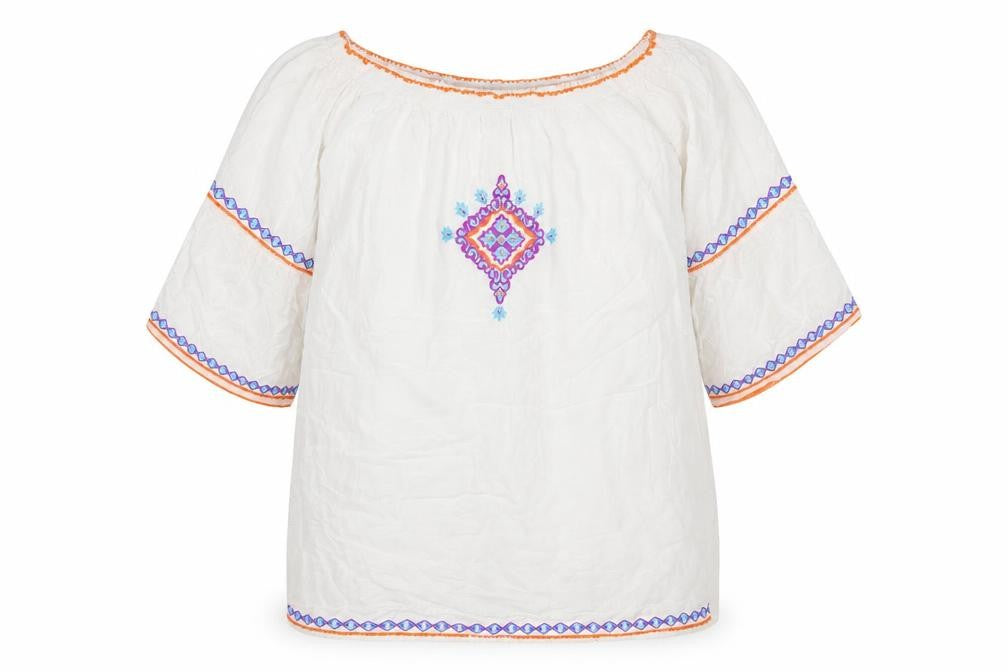 Atmosphere Womens White Geometric Viscose Kaftan Size L Boat Neck Pullover