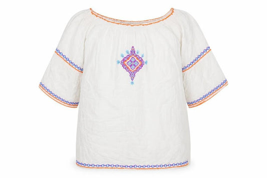Atmosphere Womens White Geometric Viscose Kaftan Size L Boat Neck Pullover