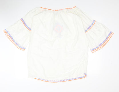 Atmosphere Womens White Geometric Viscose Kaftan Size L Boat Neck Pullover
