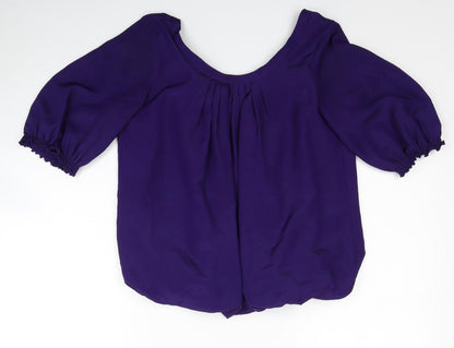 Marks & Spencer Womens Purple Polyester Basic Blouse Size 8 Scoop Neck