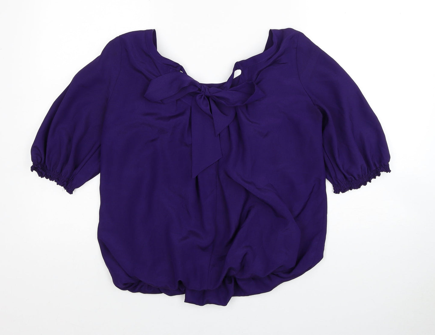 Marks and Spencer Womens Purple Polyester Basic Blouse Size 8 Scoop Neck