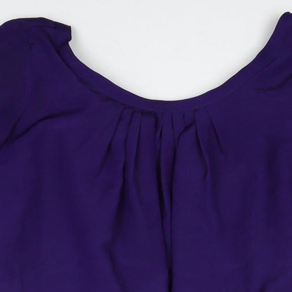 Marks & Spencer Womens Purple Polyester Basic Blouse Size 8 Scoop Neck