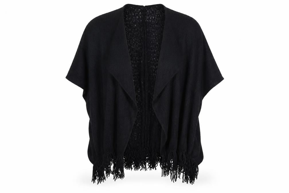 Marks & Spencer Womens Black V-Neck Acrylic Wrap Jumper One Size