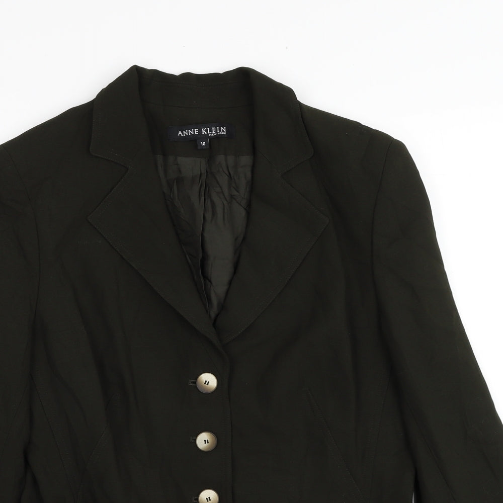 Anne Klein Womens Green Jacket Blazer Size 10 Button