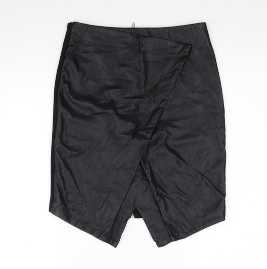 BiBA Womens Black Polyester A-Line Skirt Size 8 Zip