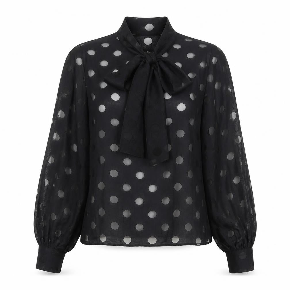 CBR Womens Black Geometric Polyester Basic Blouse Size S V-Neck