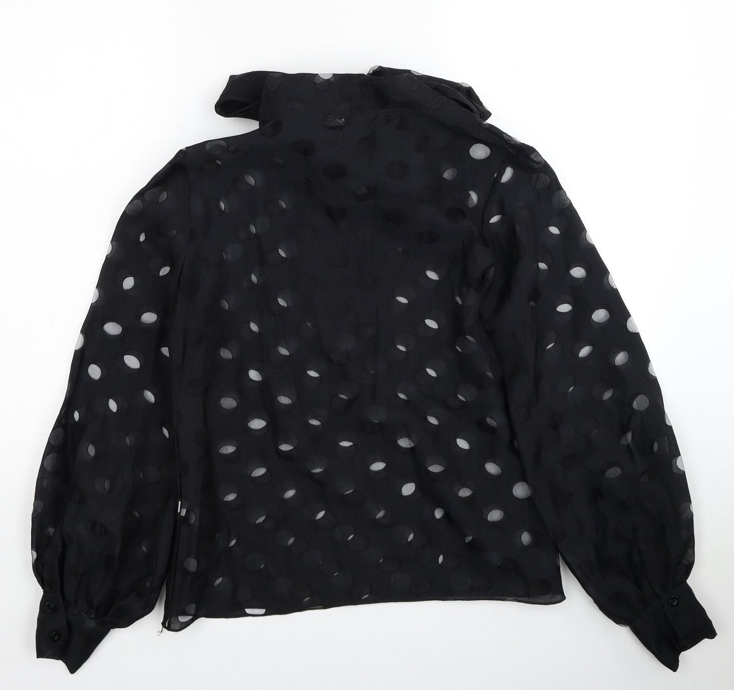 CBR Womens Black Geometric Polyester Basic Blouse Size S V-Neck